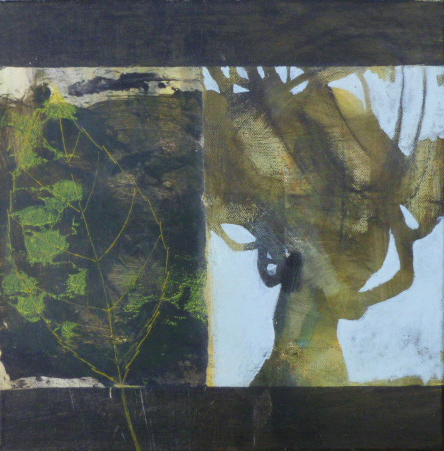 tree and leaf painting in mixed media