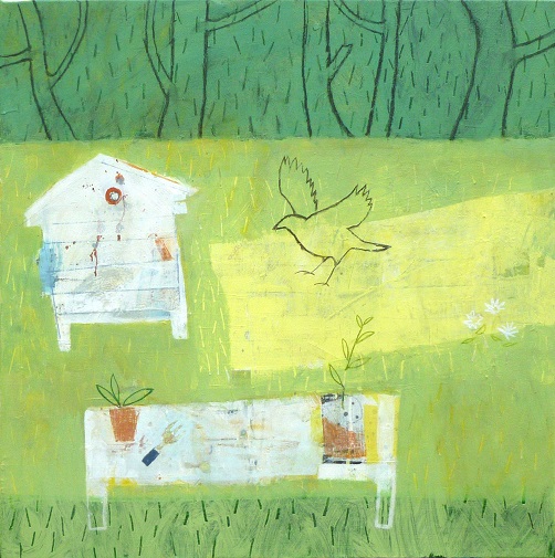 2015 a perfect landing 60x60cm mixed on canvas