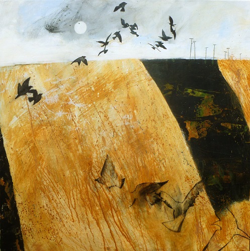 2 2015 rooks in flight 80x80cm mixed on canvas low res