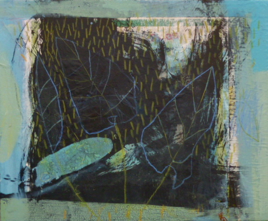 2013 dock leaves 25x30cm mixed media on wood panel