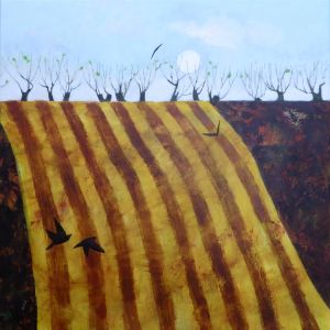 autumn furrowed field